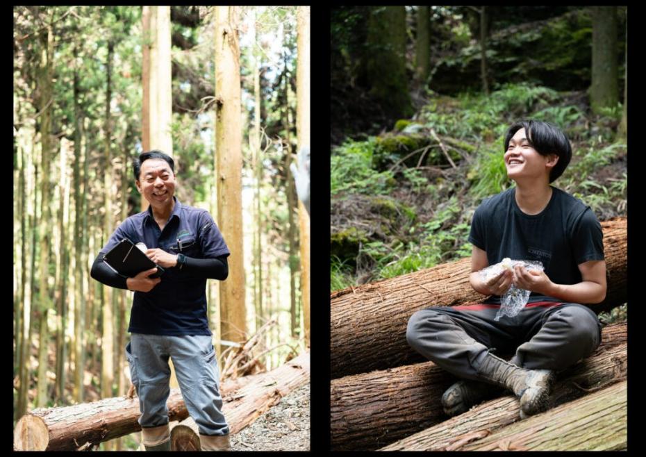 上司の藤田参事(左)、笑顔の中屋敷さん(右)