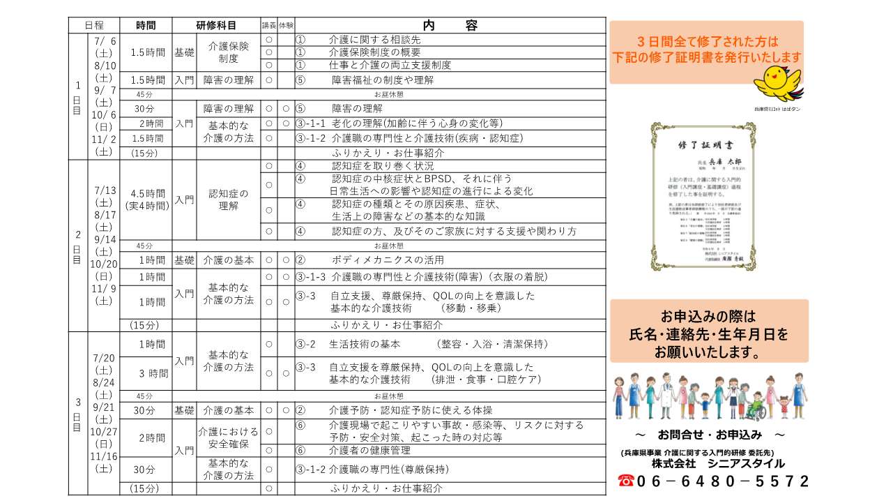 入門的研修カリキュラム