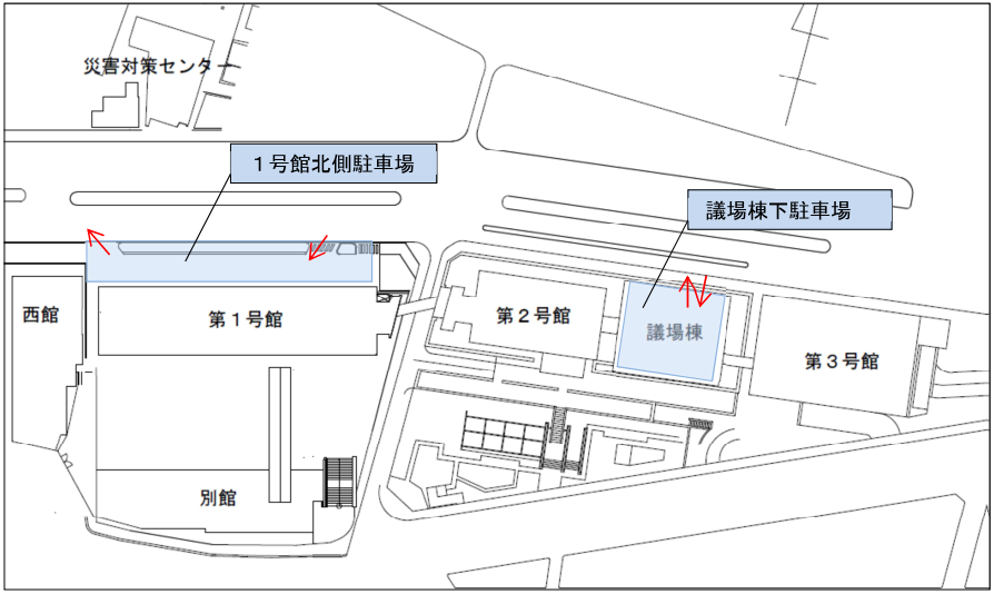 議場棟下駐車場地図