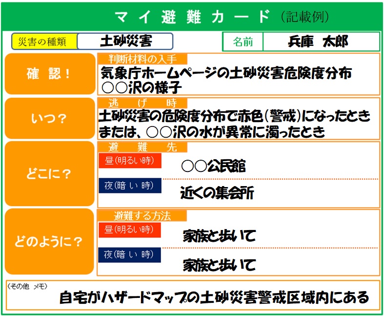 マイ避難カード記入例